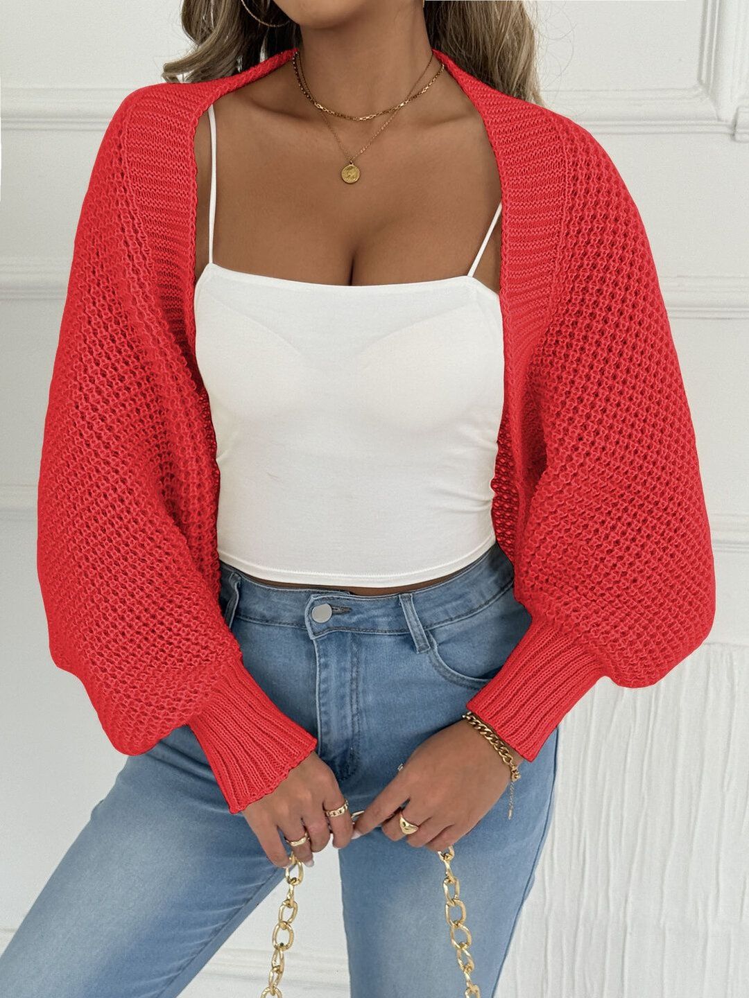 Ribbed Crop in Red acrylic - Nowi Korean Fashion