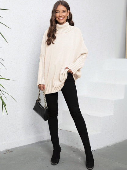 Ribbed Pullover in White acrylic Style 589 - Nowi Korean Fashion
