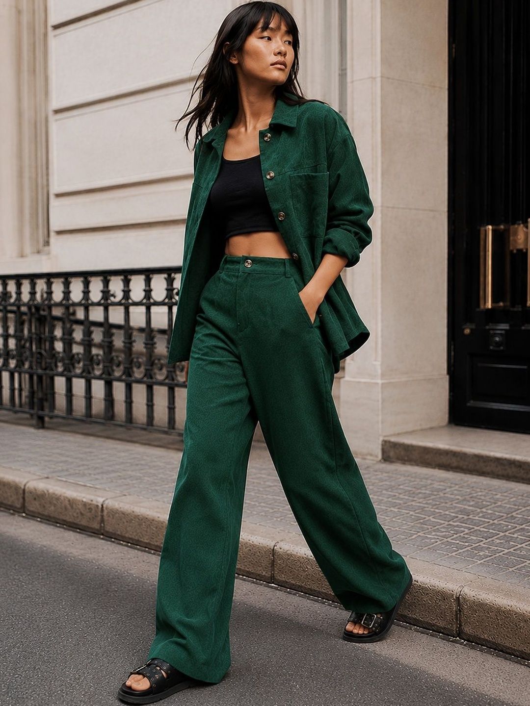 Solid Shirt with Trousers