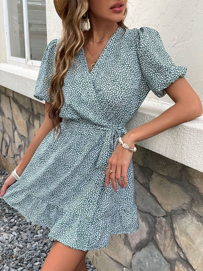Floral Print Puff Sleeve Dress
