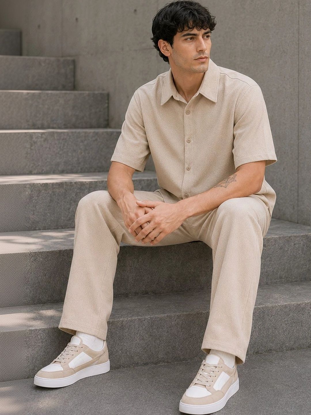 Solid Shirt with Trousers
