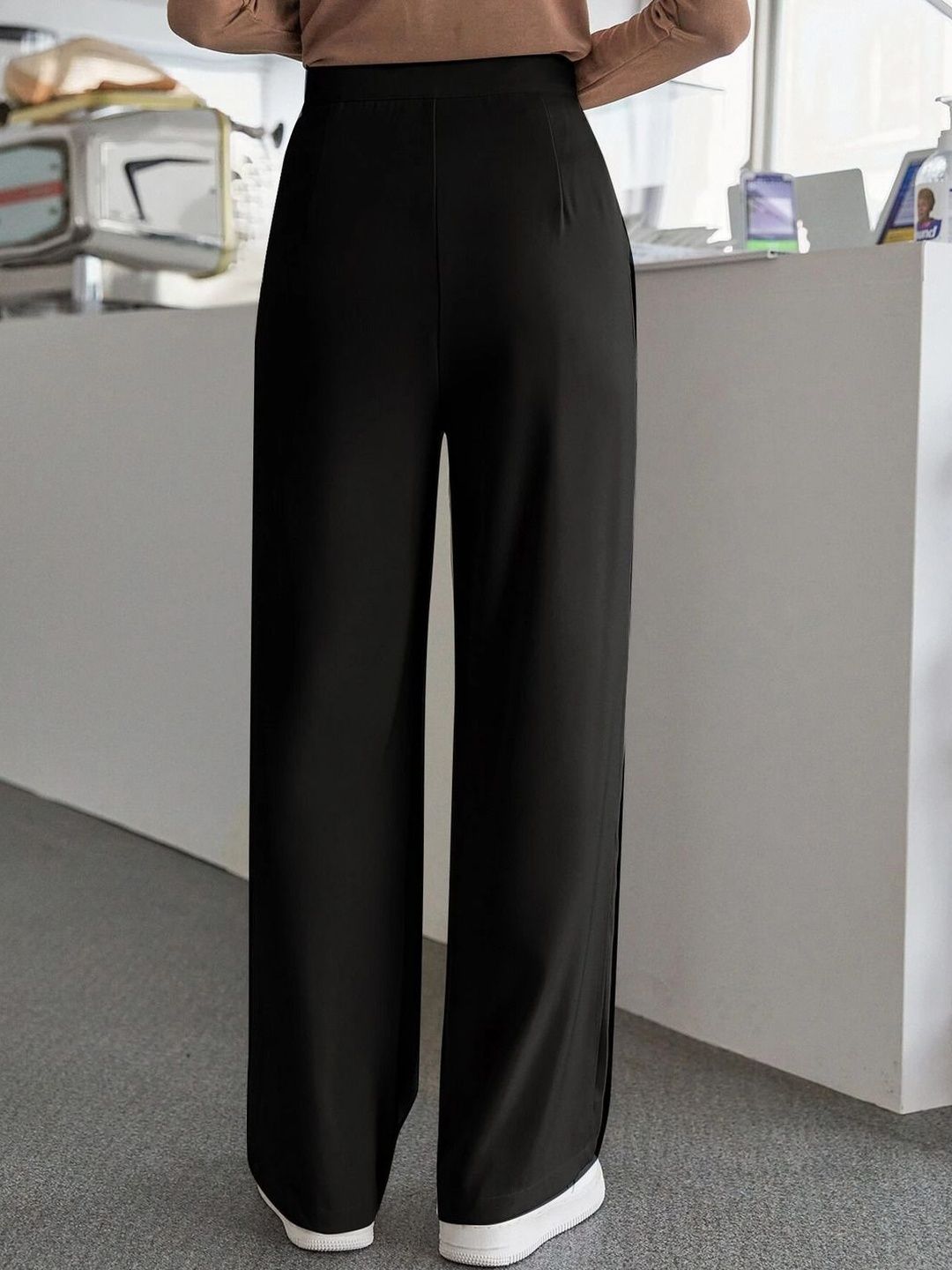 Women High-Rise Easy Wash Regular Fit Formal Trousers