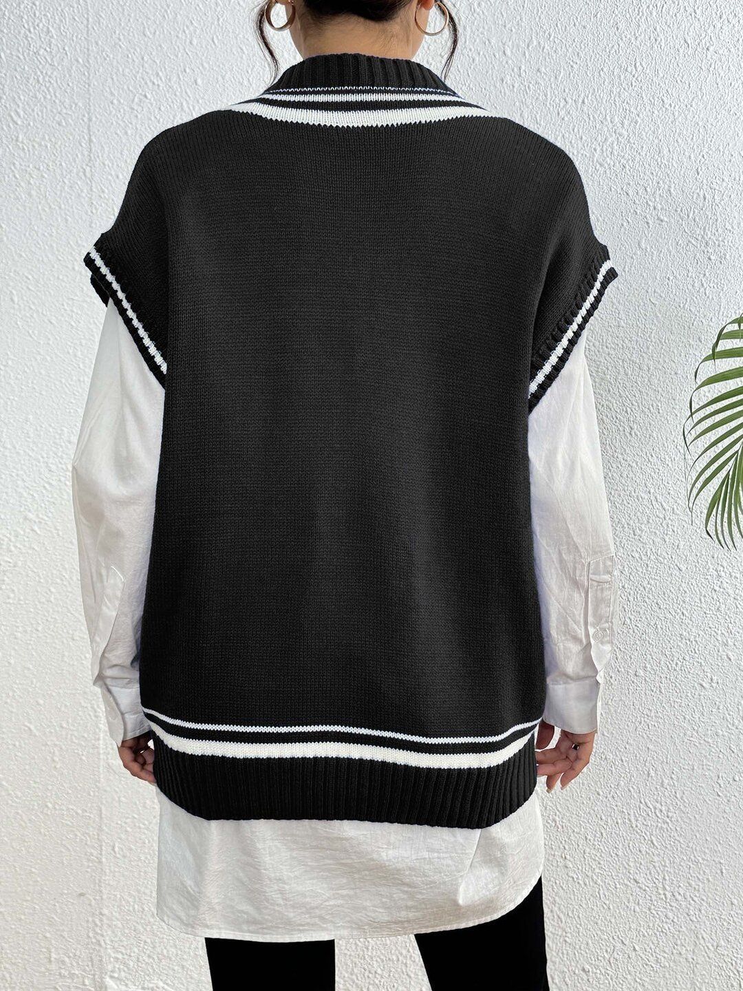 Women Striped Sweater Vest