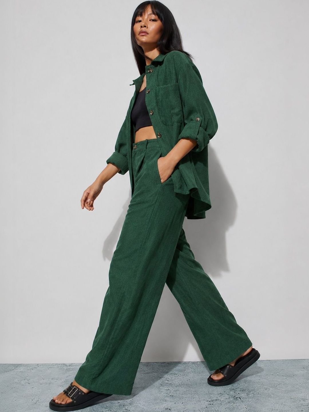 Solid Shirt with Trousers