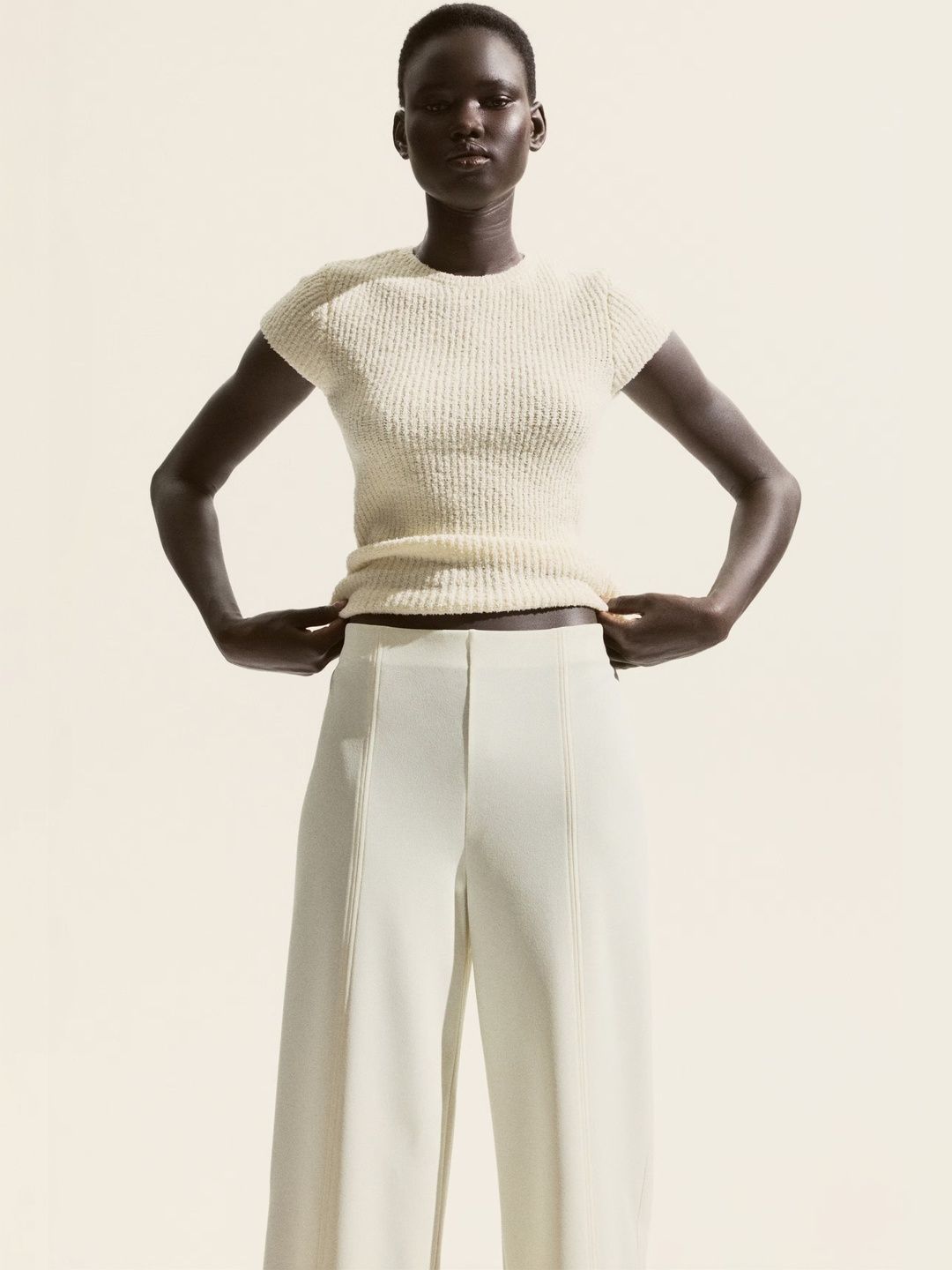 NOWI Women Straight Fit High-Rise Pleated Trousers