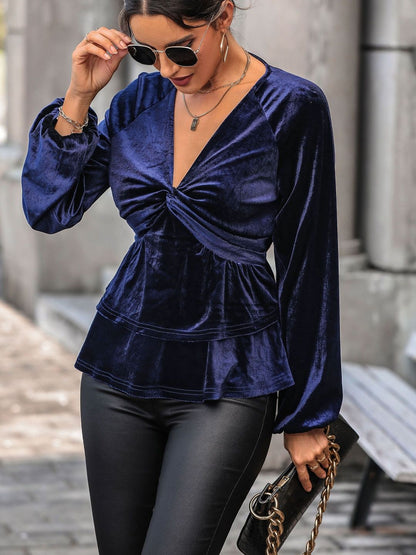 Women's Blue Nowi Peplum Top