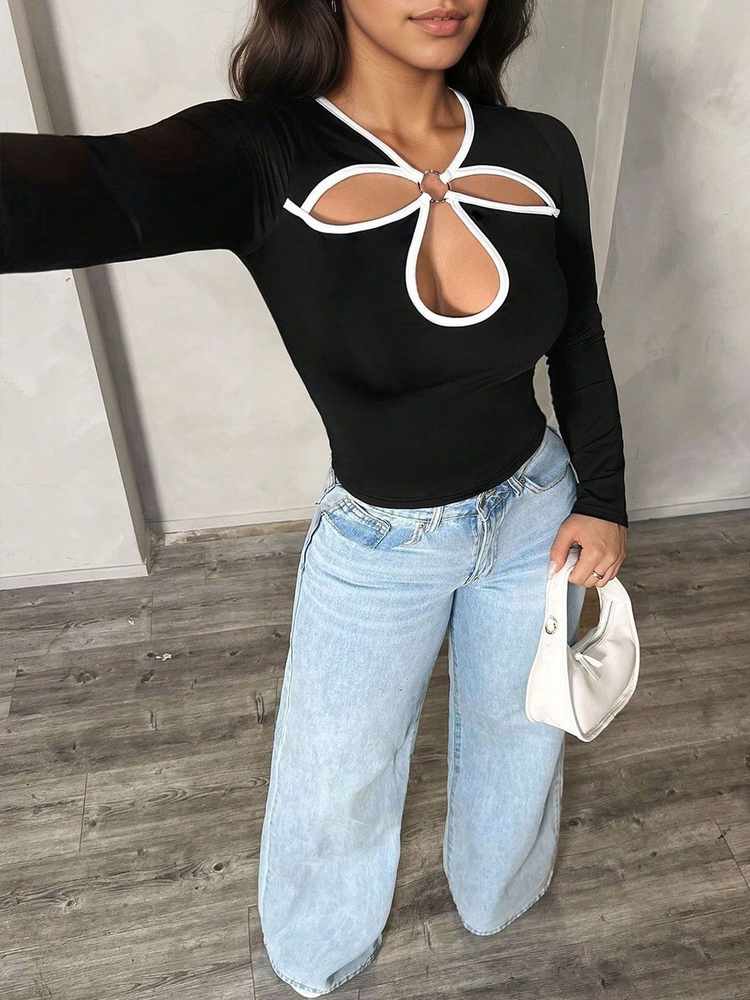 Women's Black Cotton Top Printed Regular Fit