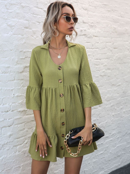 Flared Sleeve A-Line Mini Dress