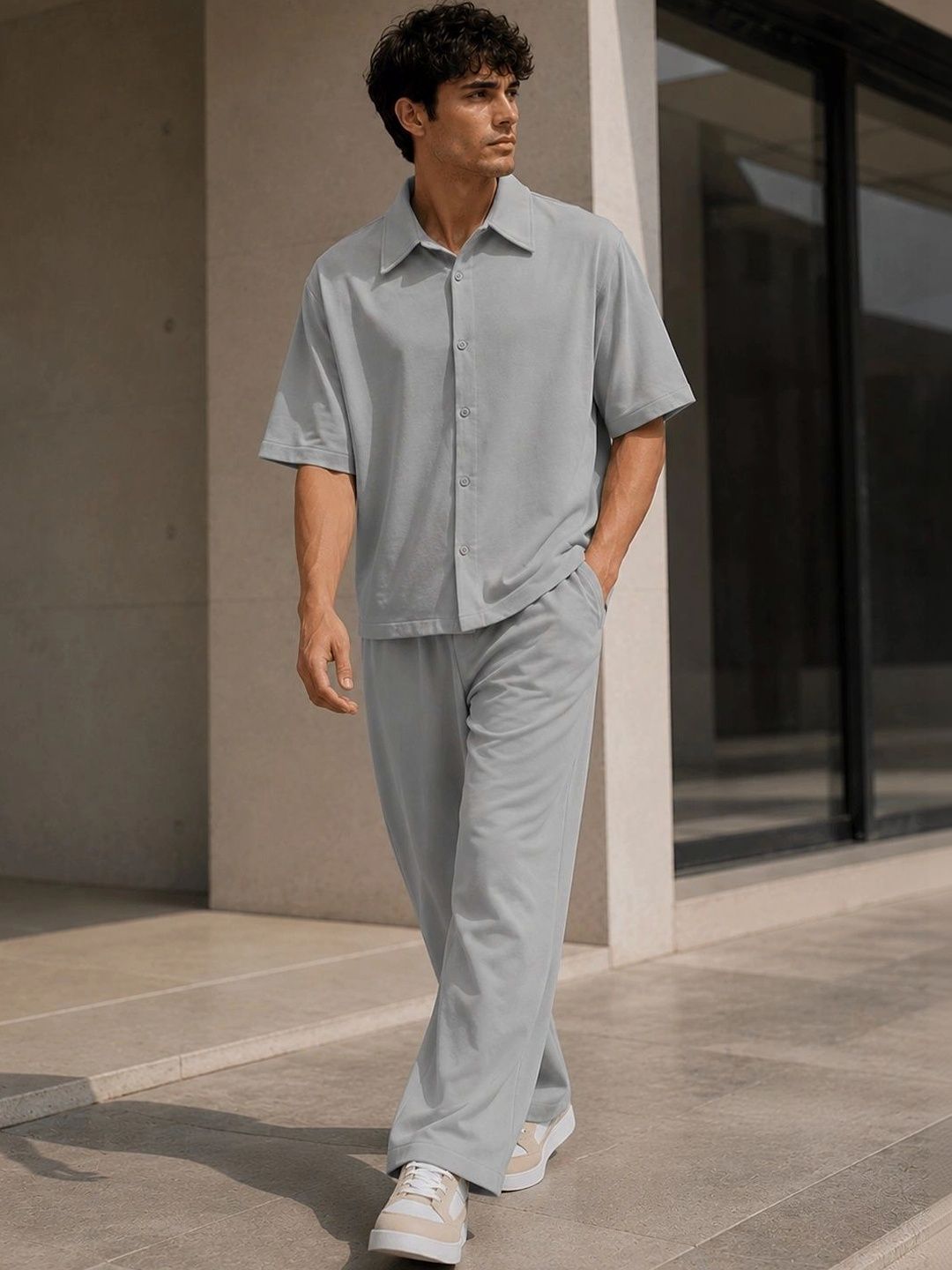 Solid Shirt with Trousers