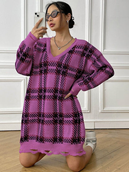 Women Checked Pullover