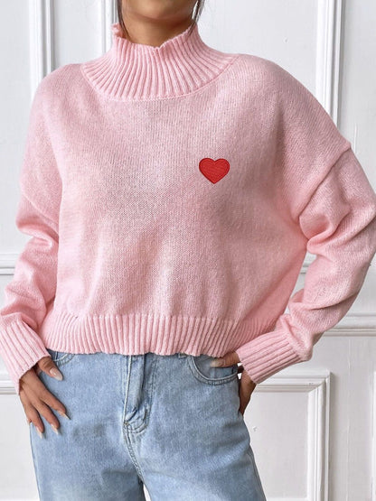 Women Crop Pullover with Embroidered Detail