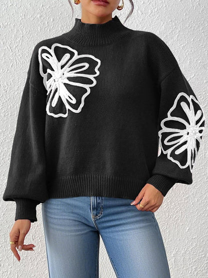Women Floral Pullover with Embroidered Detail