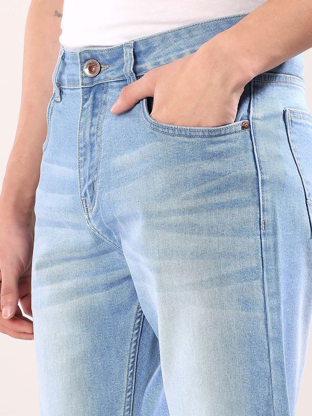 Men Straight Fit Mid-Rise Light Fade Jeans