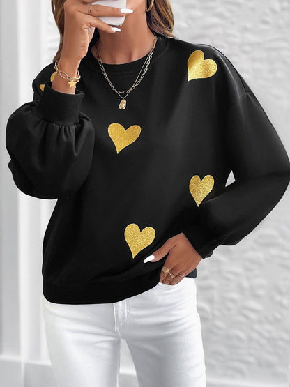 Printed Sweatshirt in Black Cotton - Nowi Korean Fashion