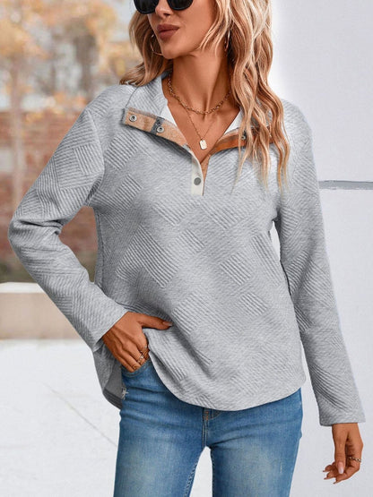 Sweatshirt in Grey Cotton Style 78 - Nowi Korean Fashion