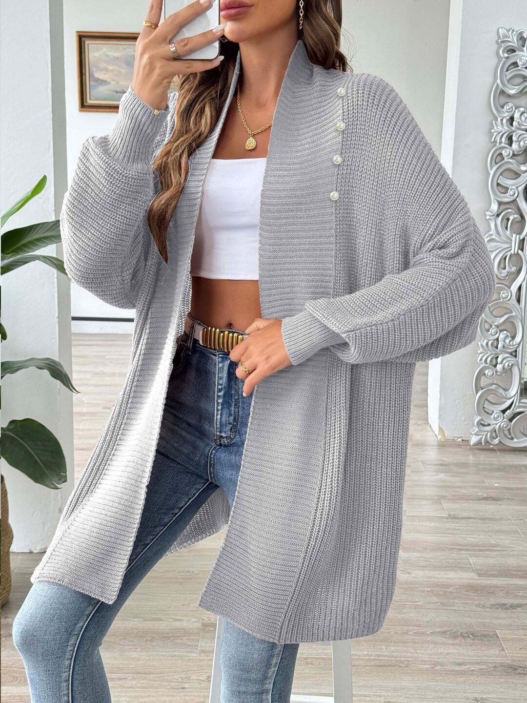 Women Ribbed Cardigan