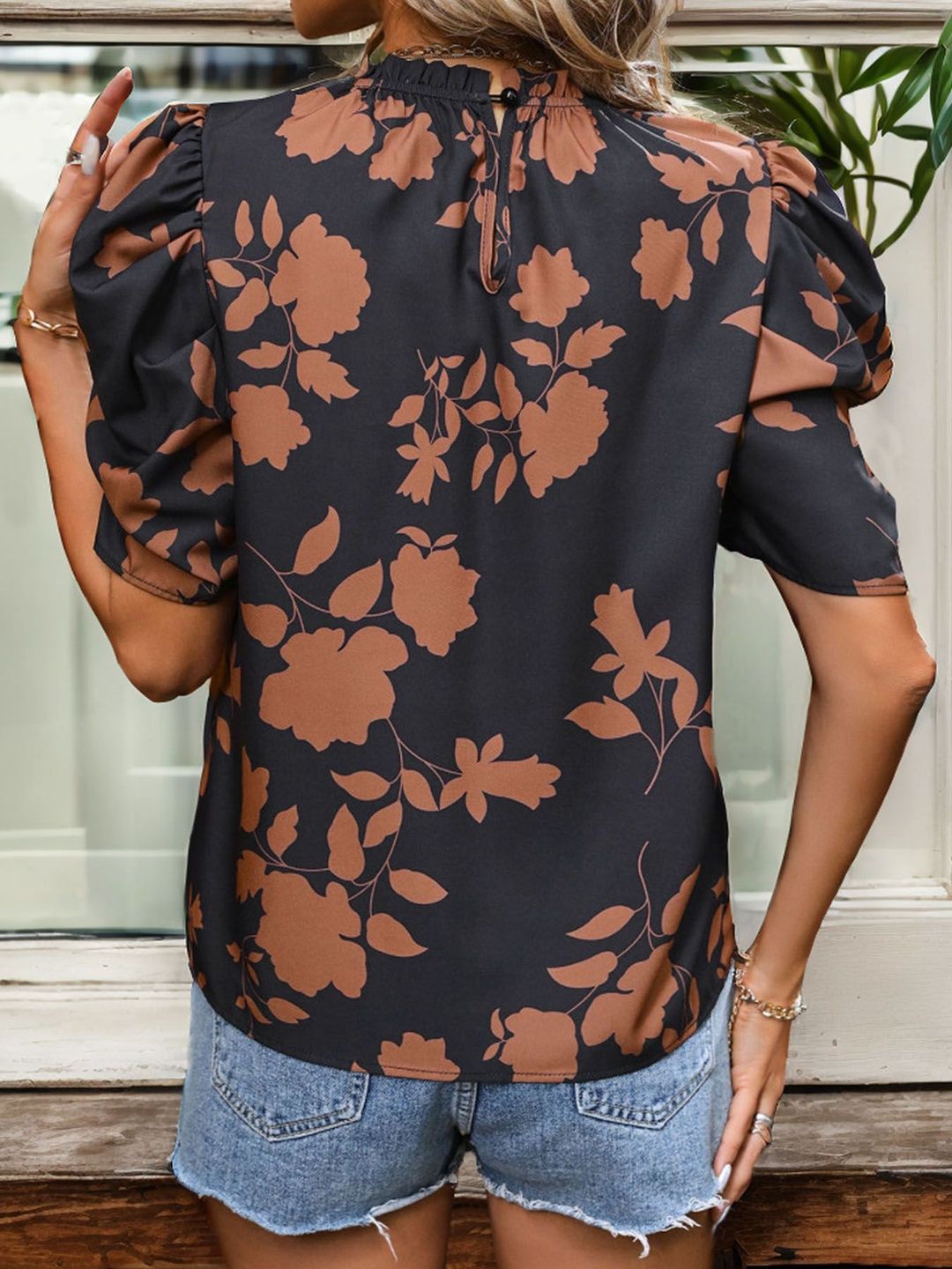 Floral Print Puff Sleeve Top