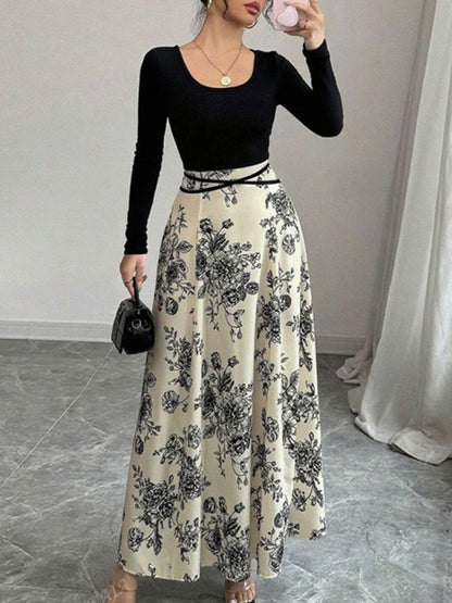 Floral Print A-Line Maxi Dress