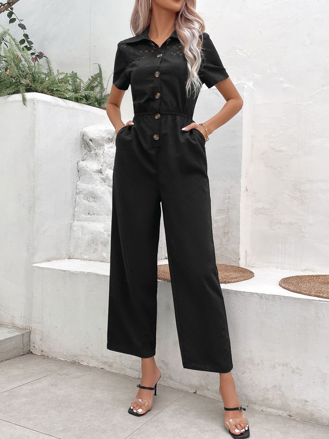 Basic Jumpsuit with Embellished