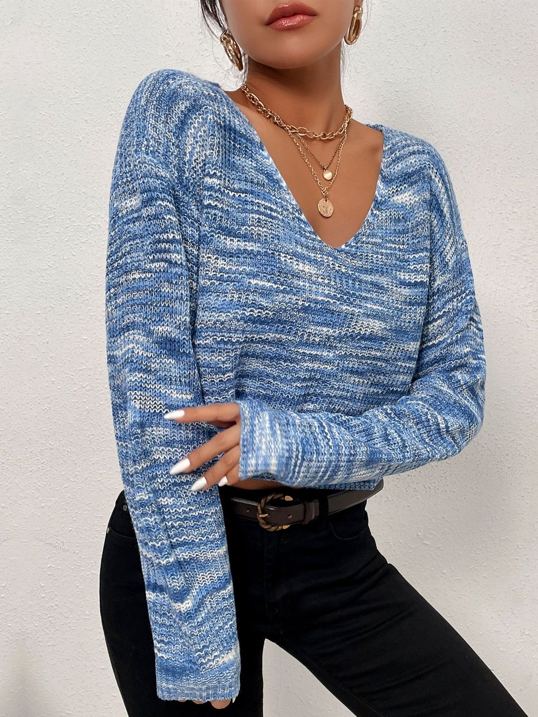 Women's Blue Crop Pullover