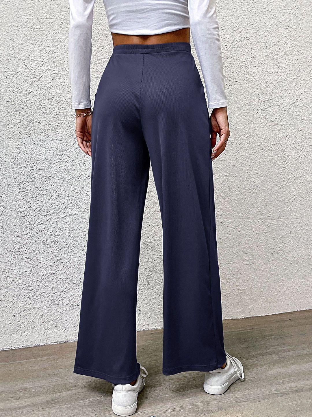 Women High-Rise Pleated Trousers