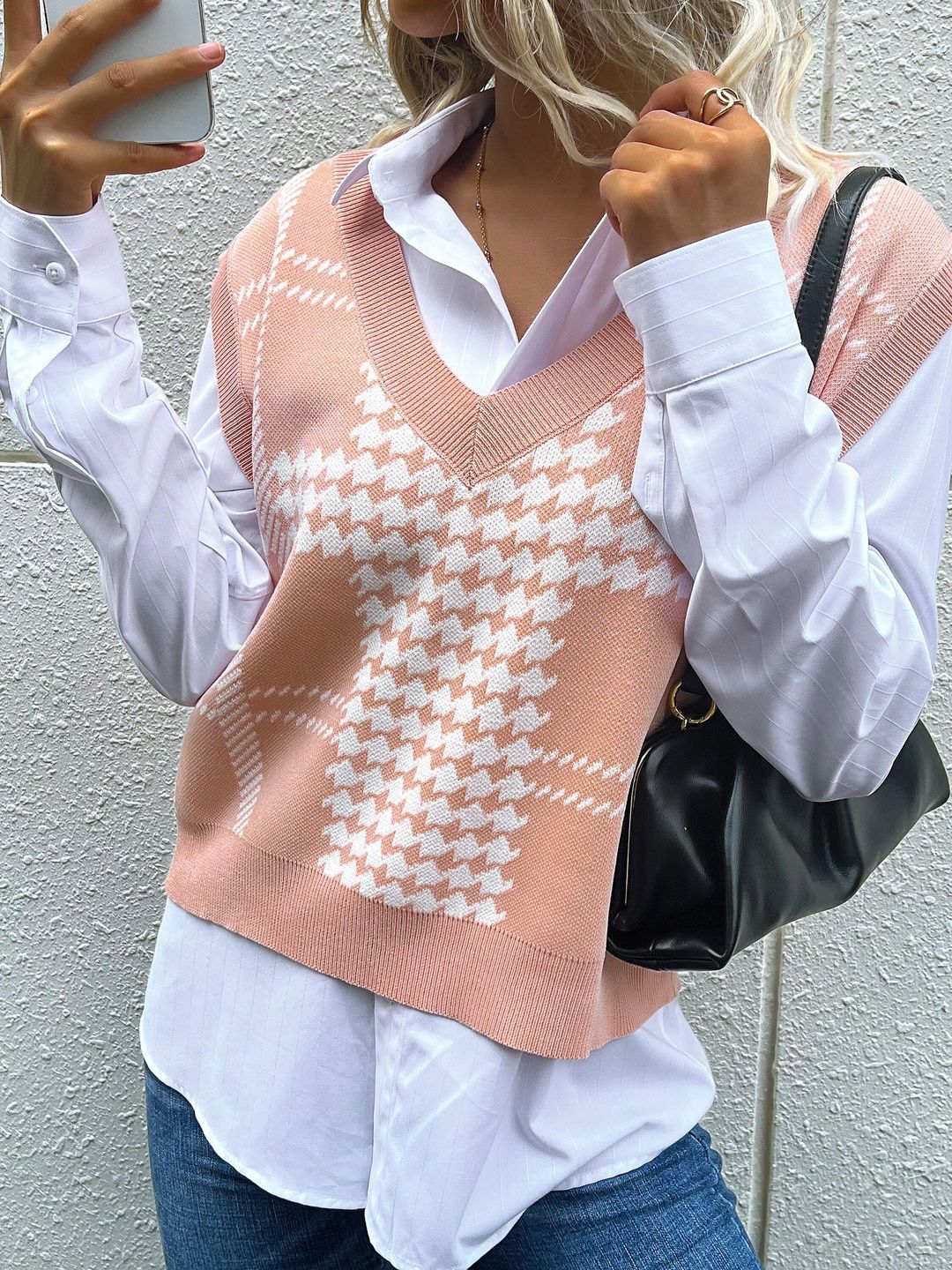 Women's Nowi Women Checked Printed Sweater Vest