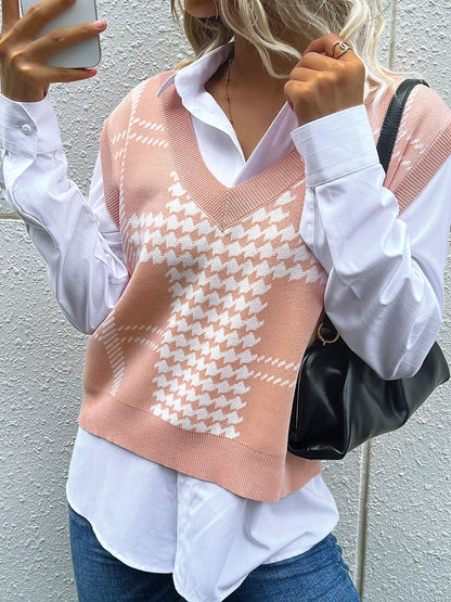 Women's Nowi Women Checked Printed Sweater Vest