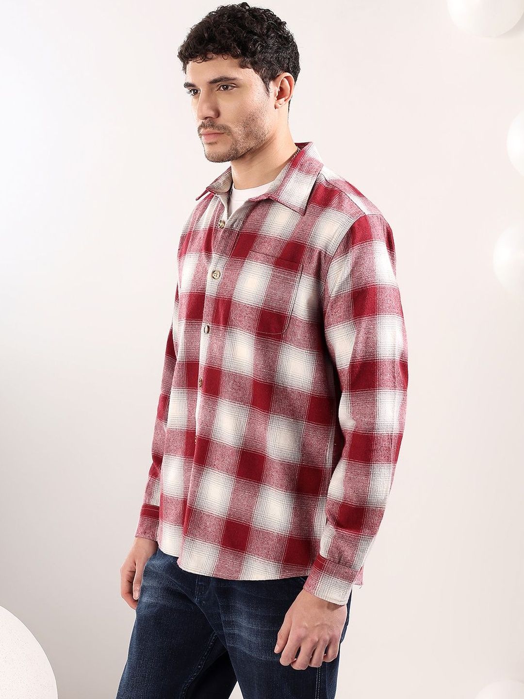 NOWI Men Tartan Checks Checked Casual Shirt