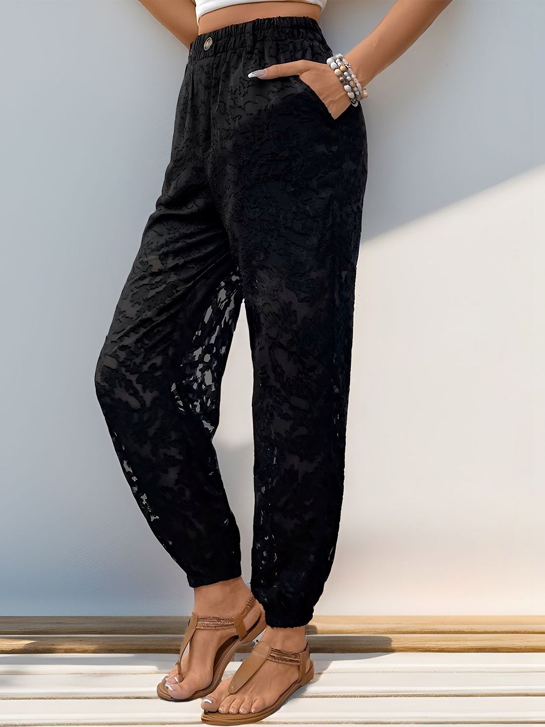 Women Textured Non Iron Trousers