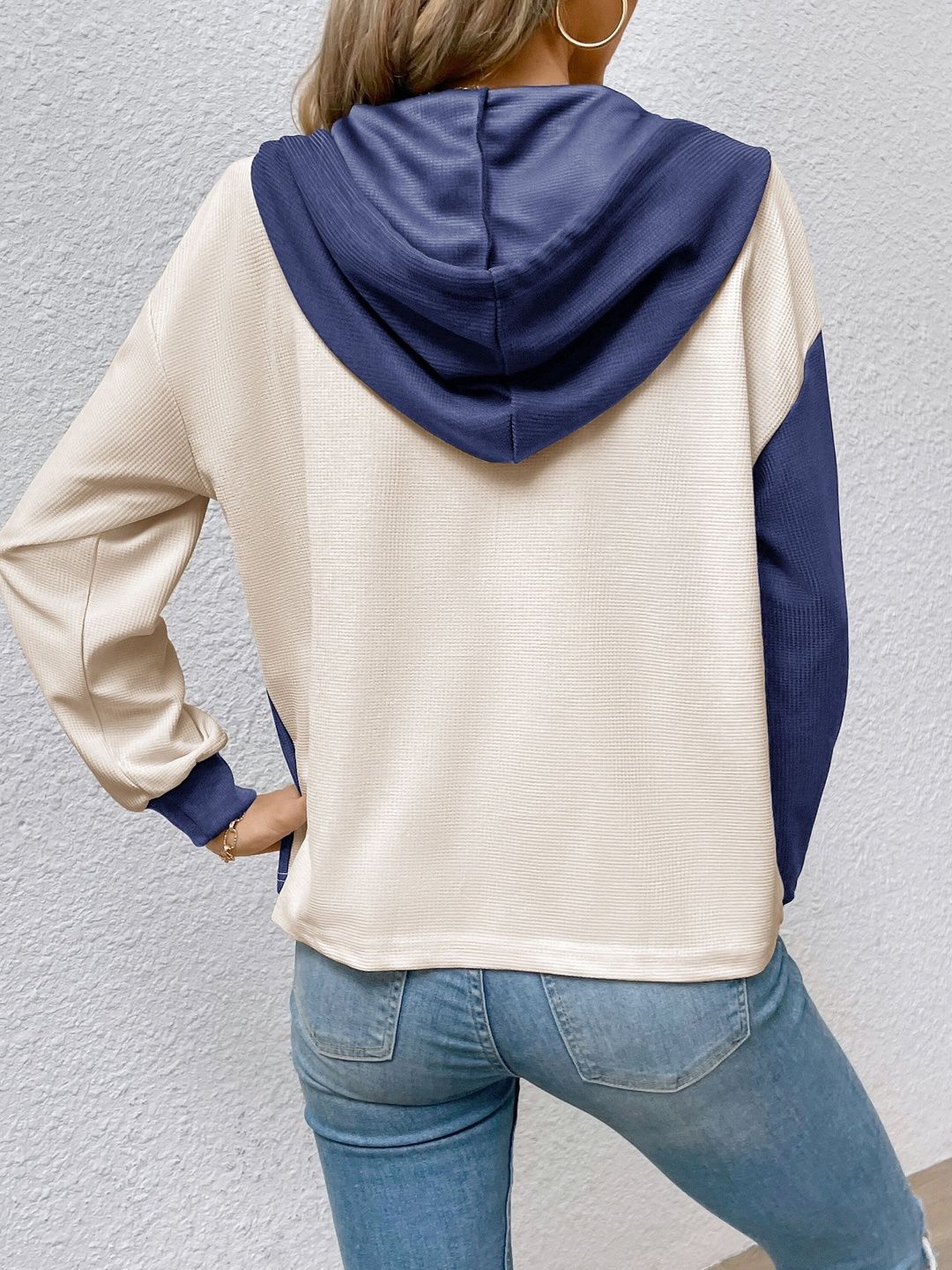 Women Colourblocked Hooded Sweatshirt