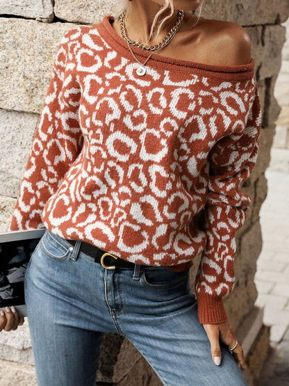 Women's Orange Animal Printed Pullover