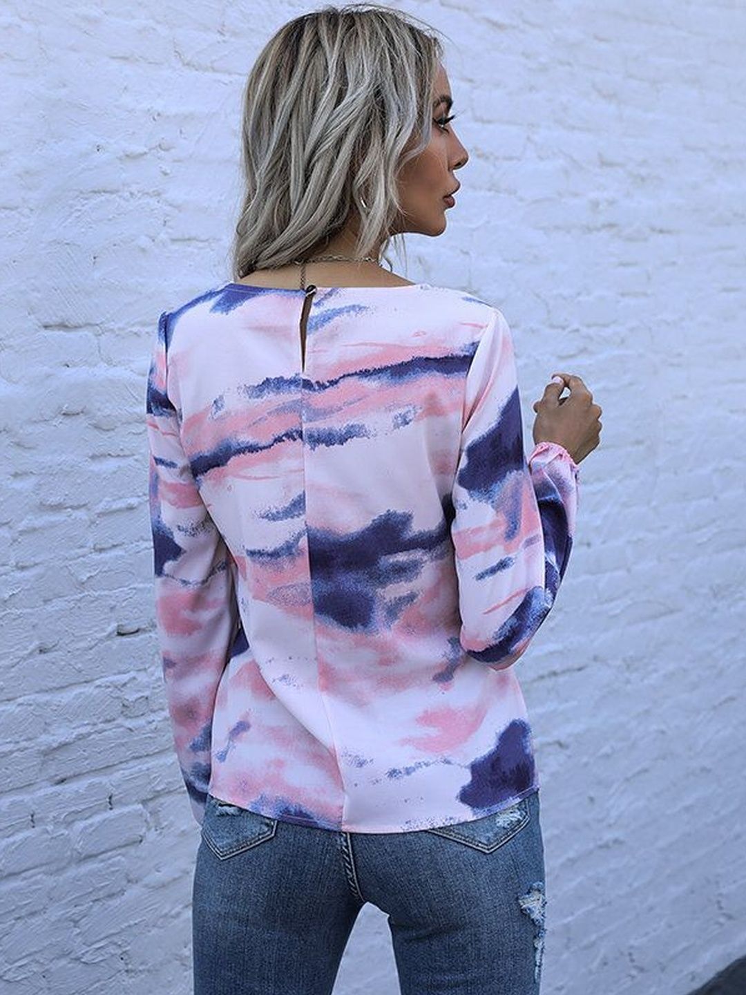 Women's Beige Nowi Tie & Dye Top