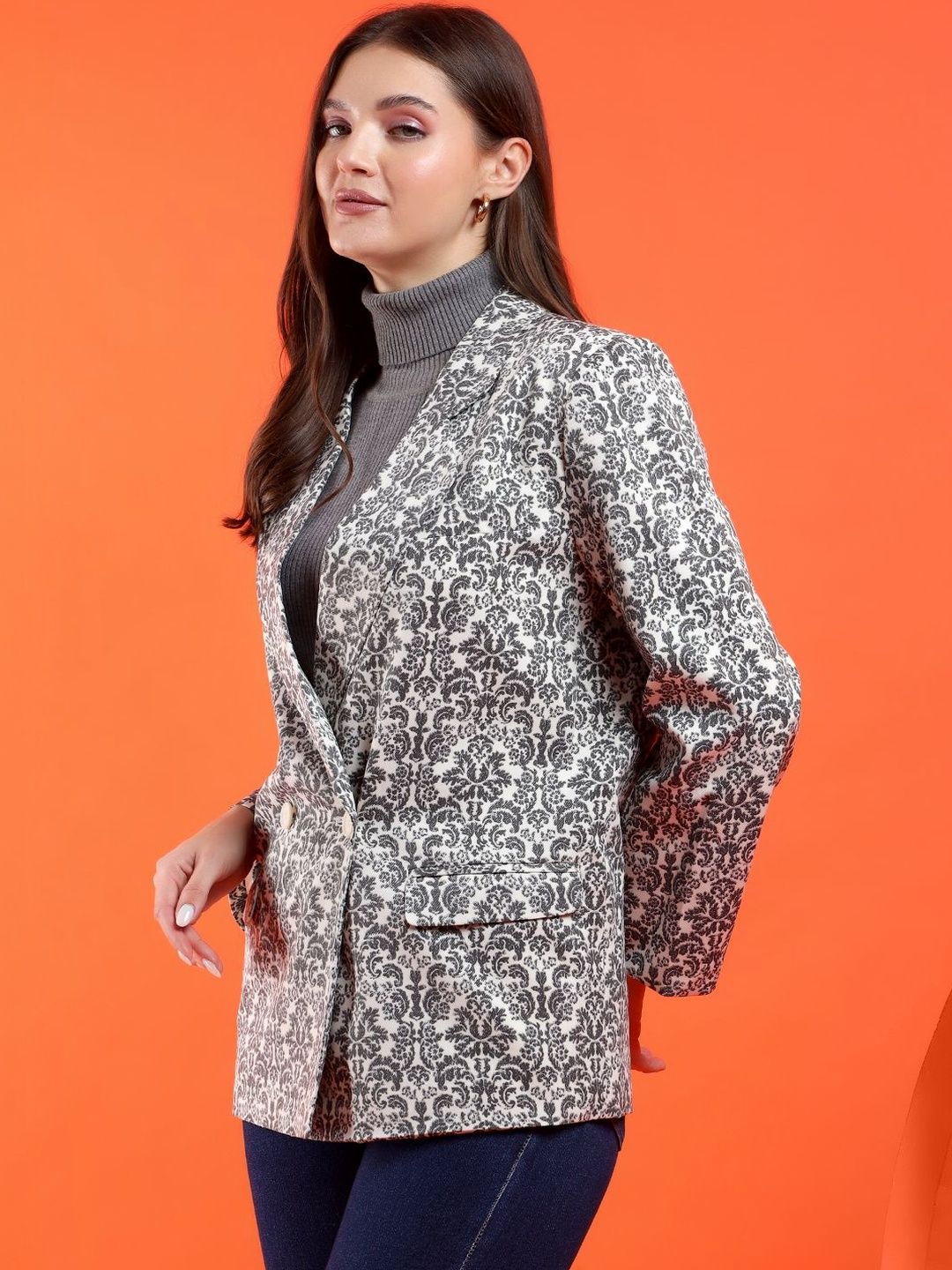 Pinted Shawl Collar Double-Breasted Blazers