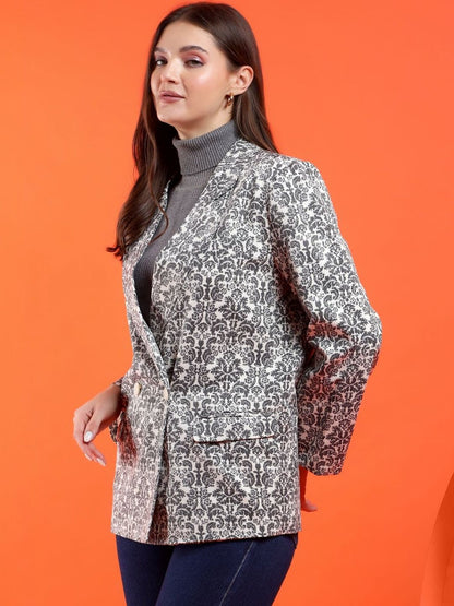 Pinted Shawl Collar Double-Breasted Blazers