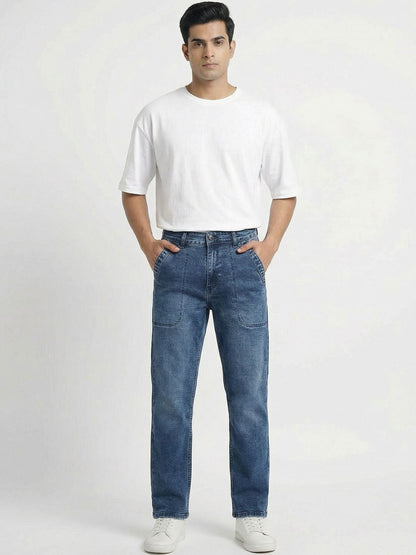 Men Straight Fit Low-Rise Light Fade Stretchable Jeans
