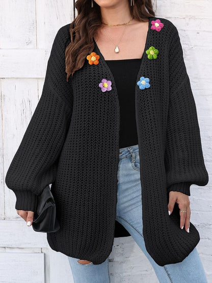Women Colourblocked Ribbed Longline Cardigan with Embellished Detail