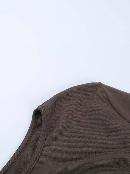 Women's Brown Cotton Top Printed Regular Fit
