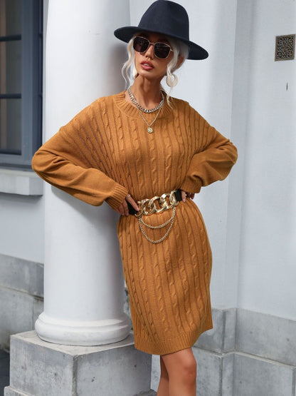 Women's Orange Nowi Women Cable Knit Pullover Printed