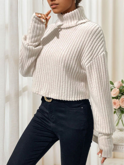 NOWI Women Ribbed Crop Pullover
