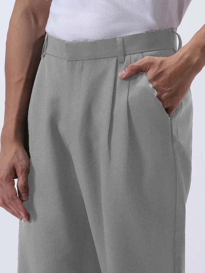 Men Straight Fit Wrinkle Free Pleated Trousers