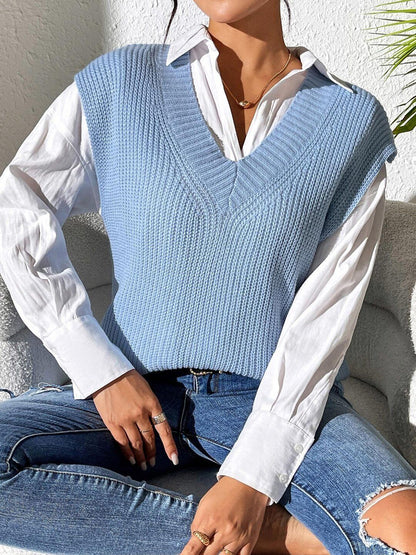 Women Ribbed Sweater Vest