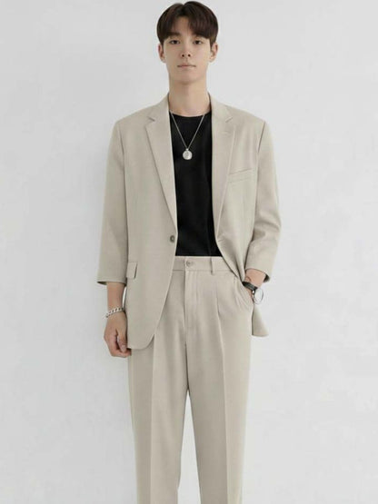Solid Blazer with Trousers