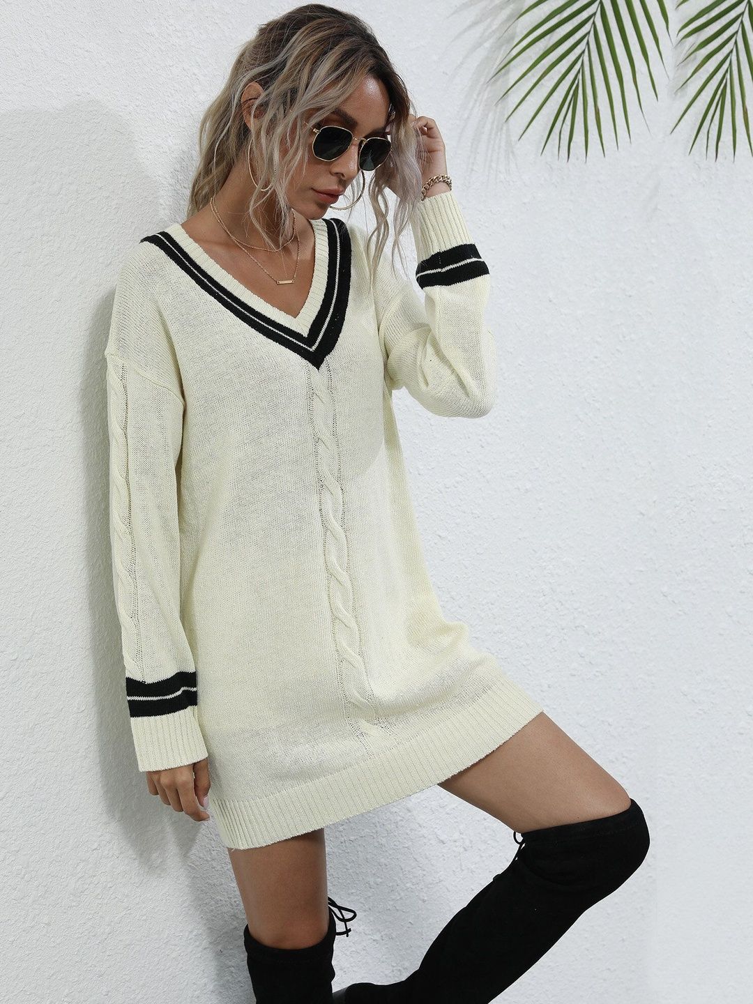 Women's Grey Nowi Women Cable Knit Pullover Printed