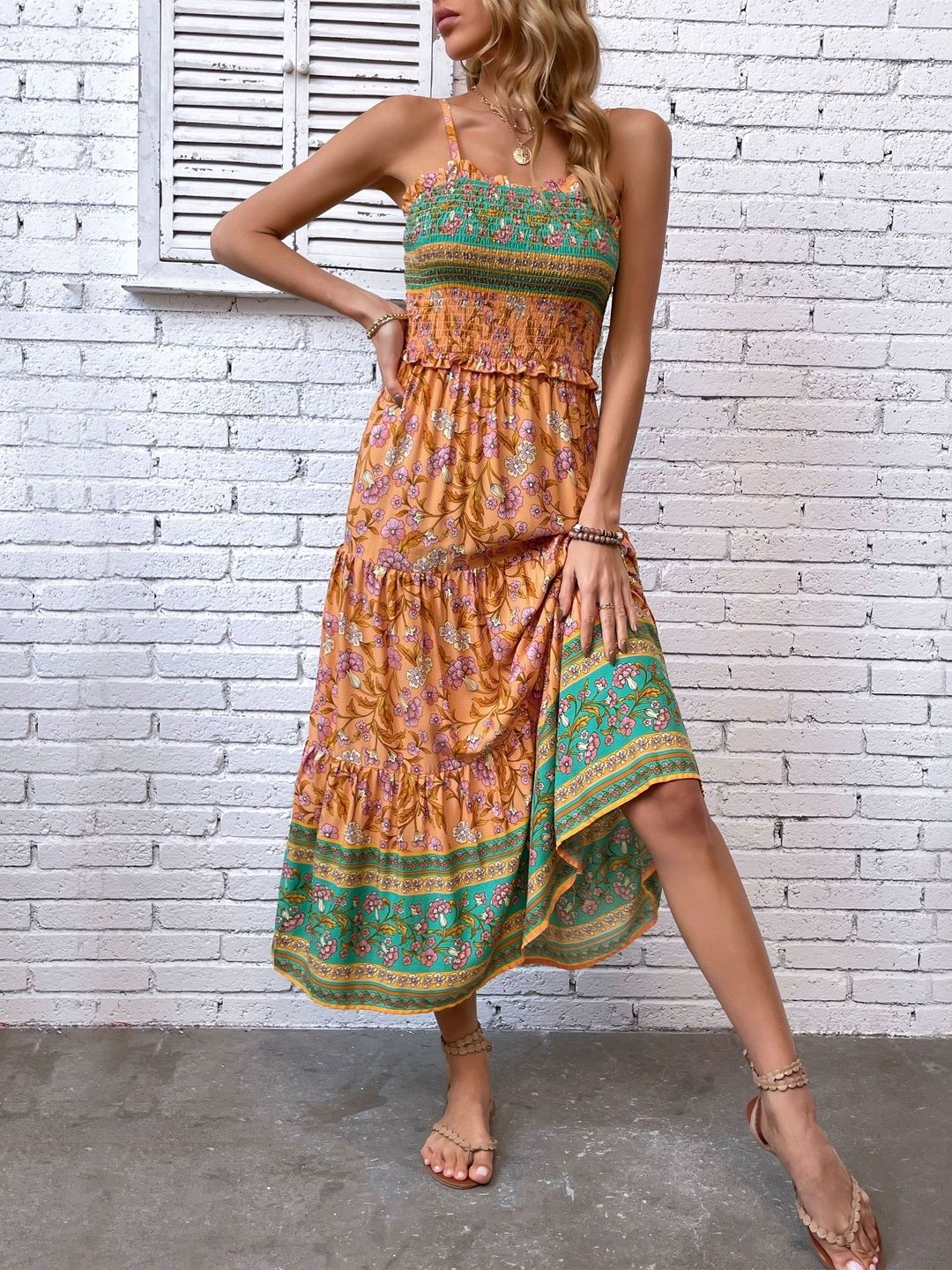 Floral Print Fit & Flare Midi Dress