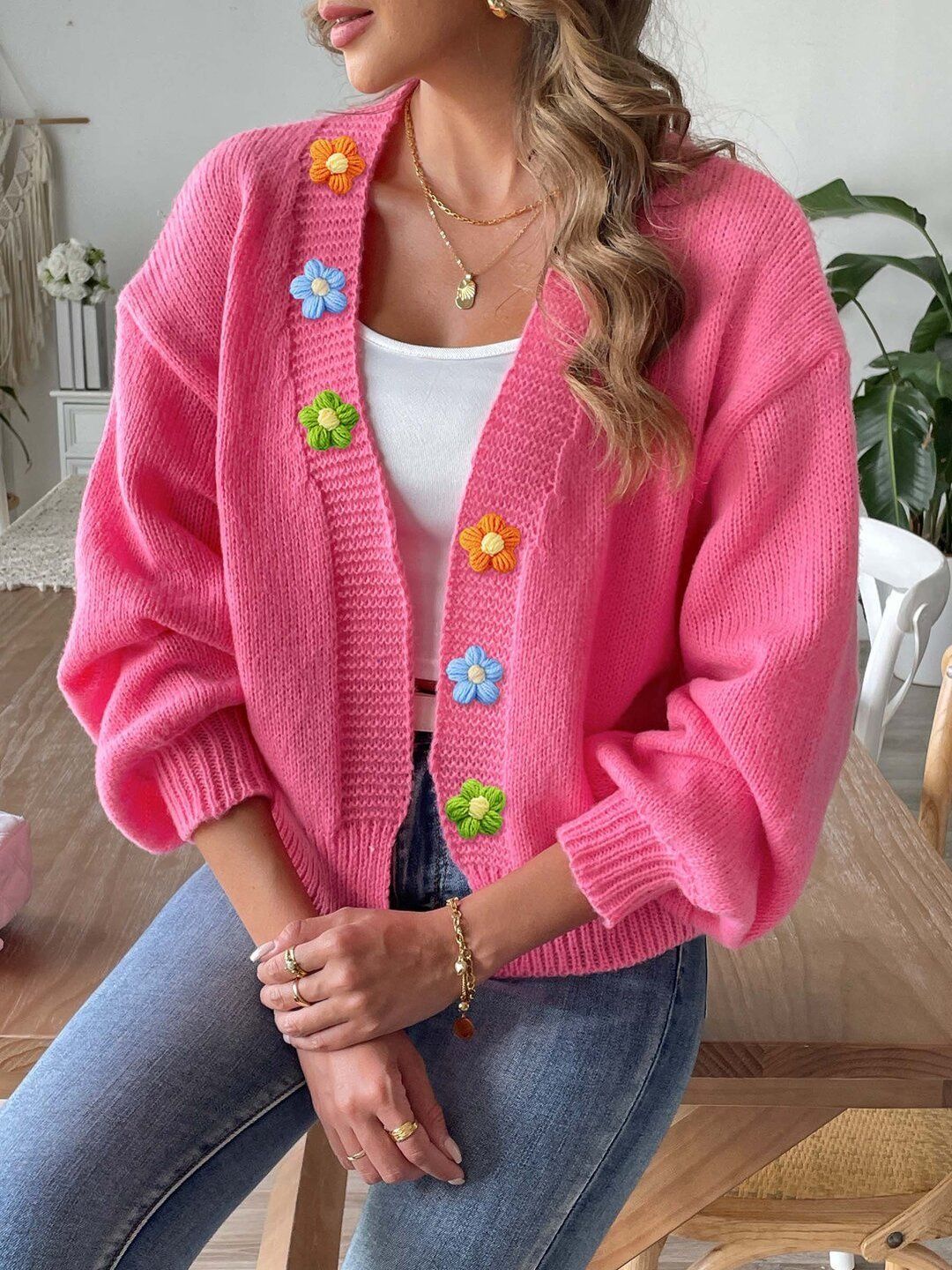 Women Cardigan with Applique Detail