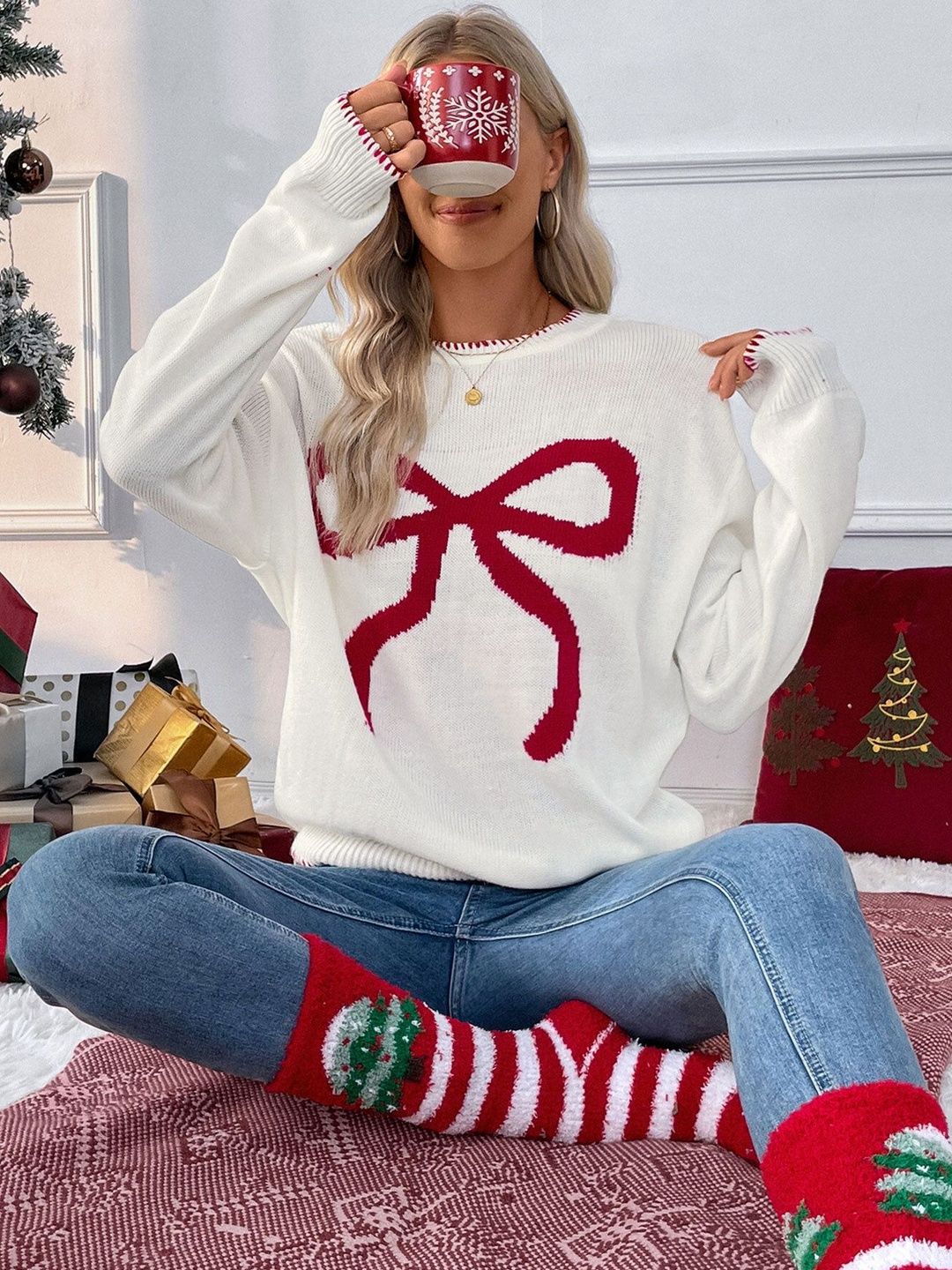 Women Printed Woollen Pullover