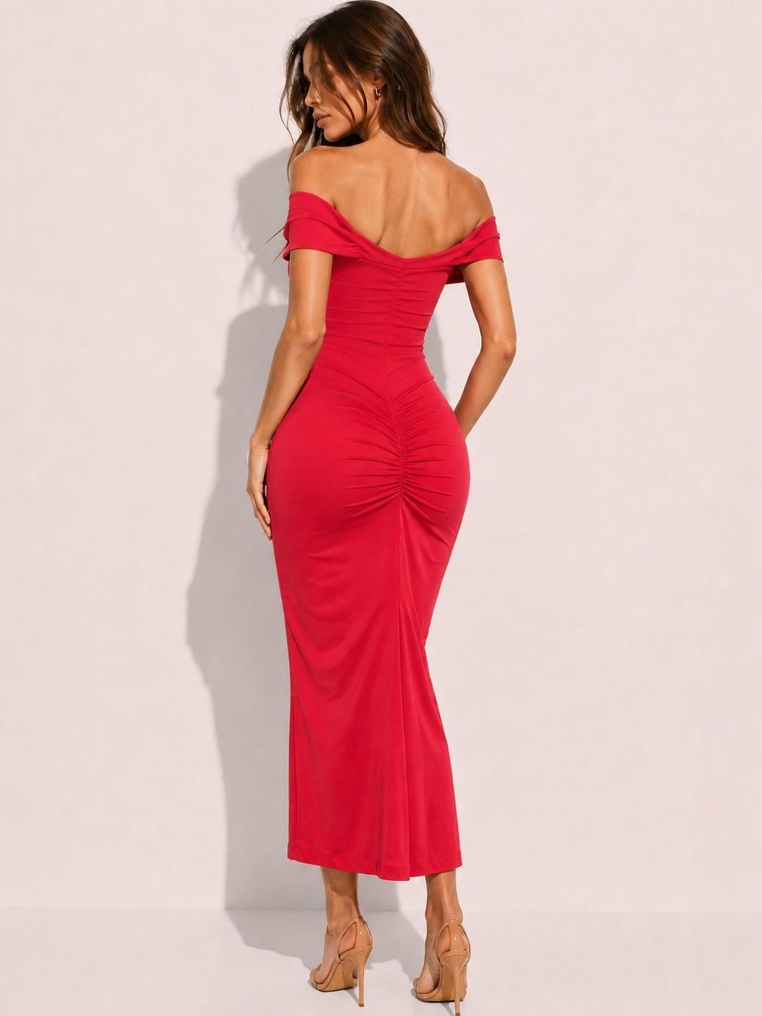 Off-Shoulder Bodycon Midi Dress