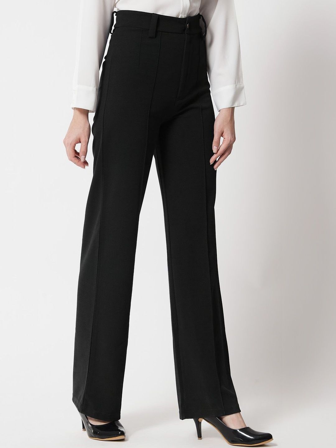 Women Pack Of 2 High-Rise Easy Wash Regular Fit Trousers