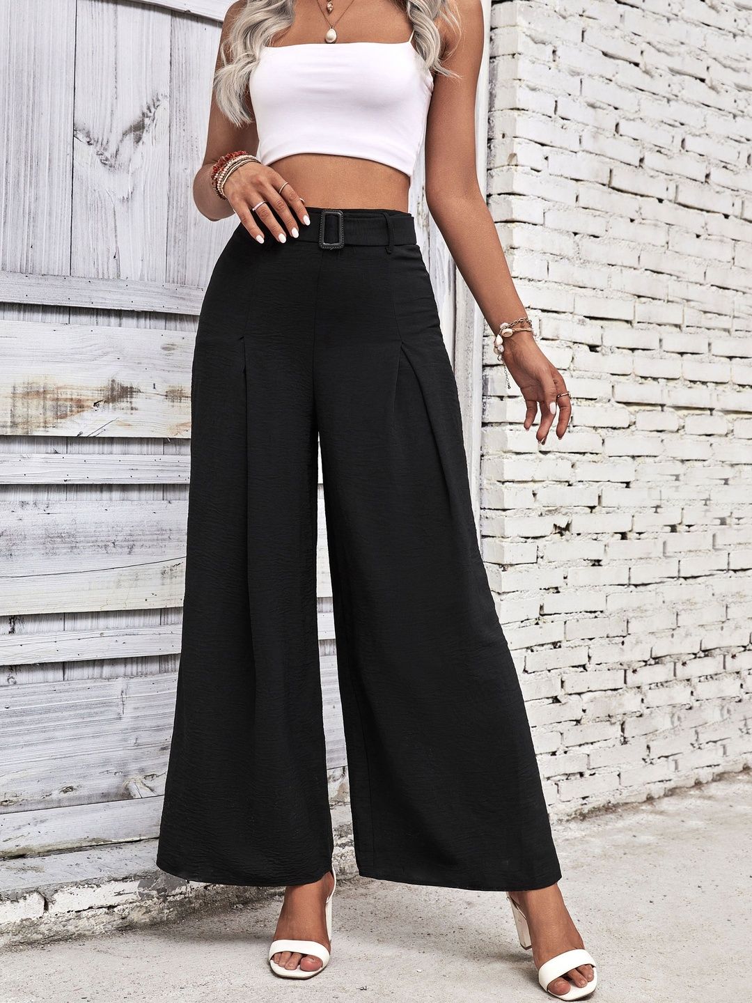 Women High-Rise Non Iron Pleated Trousers