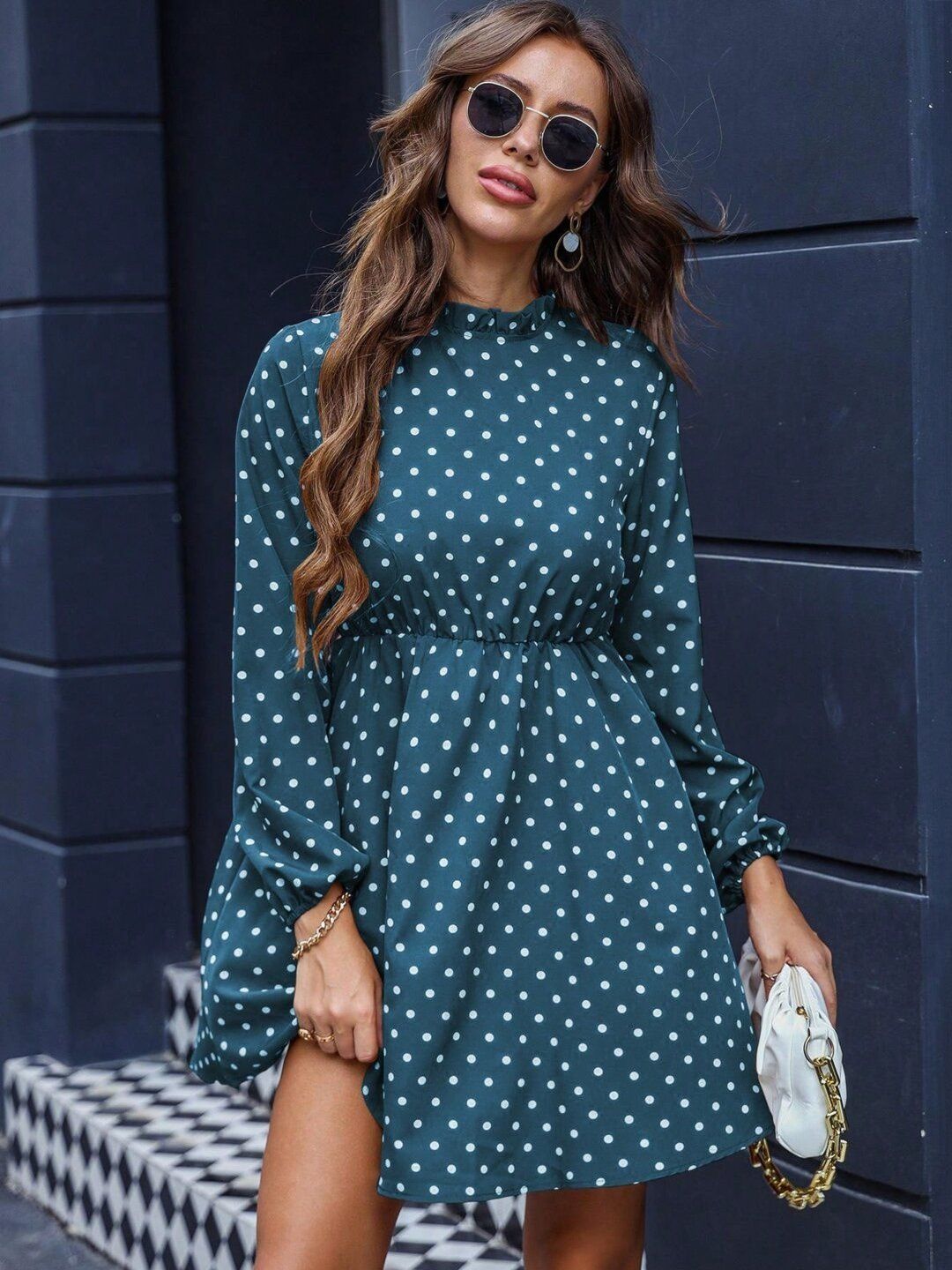 Polka Dot Print Fit & Flare Dress